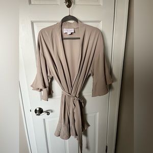 BIRDY GREY Kenny Ruffle Robe in Taupe. Size M/L. Brand new.